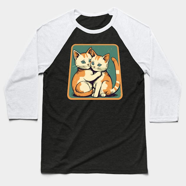 Cats Cuddling Baseball T-Shirt by Ilustradamus